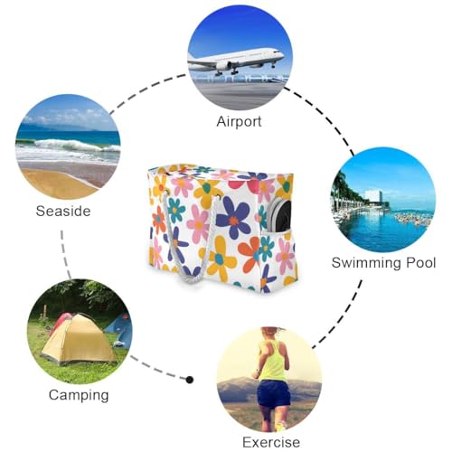 Large Beach Bags Totes Canvas Tote Shoulder Bag Soft Wave Water Resistant Bags for Gym Travel Daily Ocean