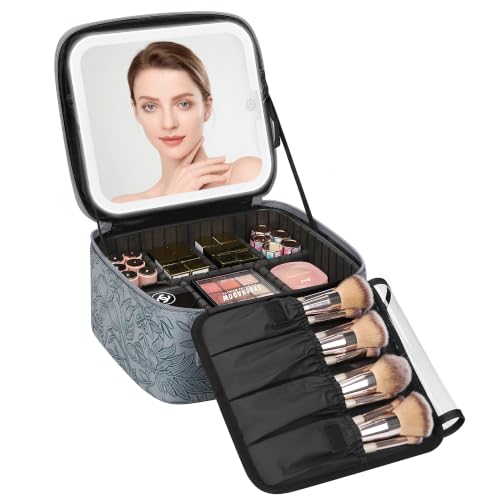 Travel Makeup Bag With LED Mirror for Women