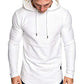 Mens Fashion Athletic Hoodies Sport Sweatshirt Solid Color Fleece Pullover White L