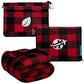 Compact 2-in-1 Travel Blanket Pillow for Airplane, Checkered Red