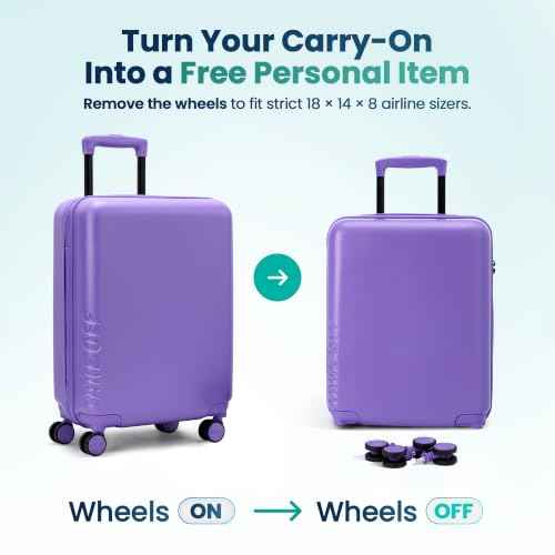 TAKE OFF 18 Inch Personal Item Suitcase Removable Wheels Underseat Bag