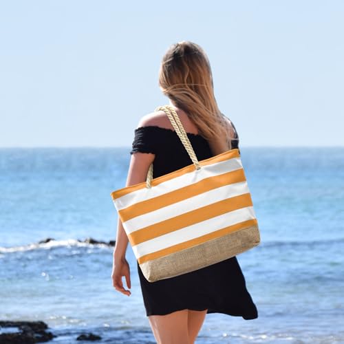 Beach Bag Initial Beach Tote with Makeup Bag for Travel