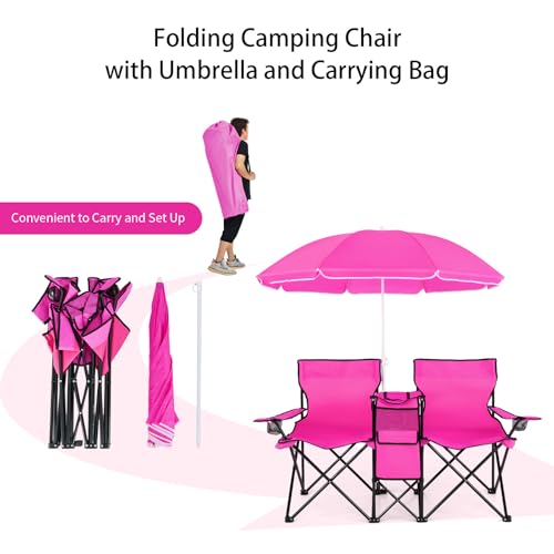 Double Camping Chair with Umbrella (2 Count)