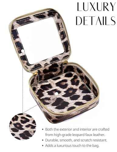 Small Makeup Bag for Purse Accessories Women Clear Cosmetic Mini Pouch Car Essentials Bag Leopard Print Clear Leather Make Up Travel Bag Organizer with Zipper Cute Compact Cheetah Little Toiletry Bag