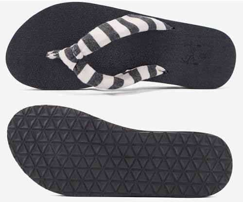 Flip Flops for Women Arch Support Summer Beach Sandals Black Size 12