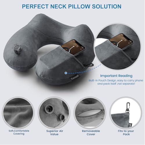 Inflatable Neck & Shoulder Travel Pillow for Airplane Naps