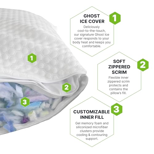 Shredded Memory Foam Pillow with Adjustable Gel and Cooling Breathable Cover (2 Count)