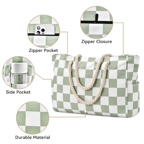 Beach Bag Large Beach Tote Bag for Women Waterproof Sandproof Swim Pool Bag With Zipper