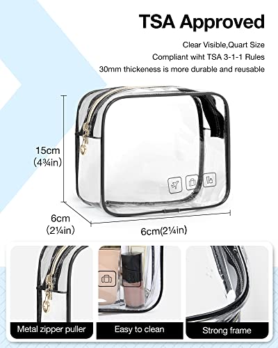 Toiletry Bag Hanging Travel Makeup Organizer with TSA Approved Transparent Cosmetic Bag Makeup Bag for Full Sized Toiletries (2 Count)
