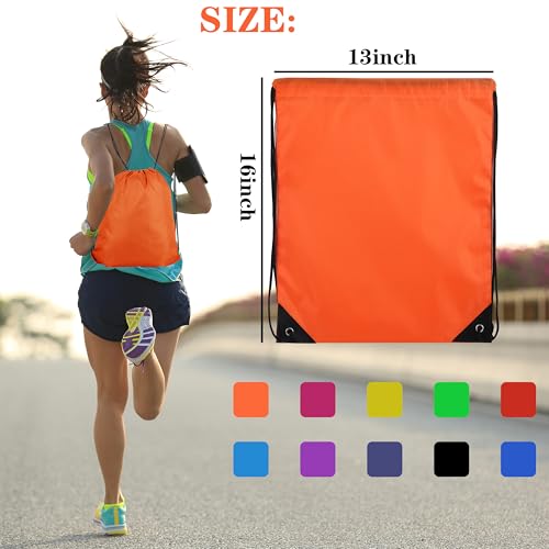20 Colors Drawstring Backpack Bags Sack Pack Cinch Tote Sport Storage Polyester Bag for Gym Traveling (20 count)