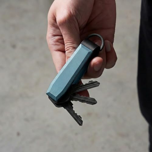 Compact Aluminum Blue Key Organizer Holder with Pocket Clip