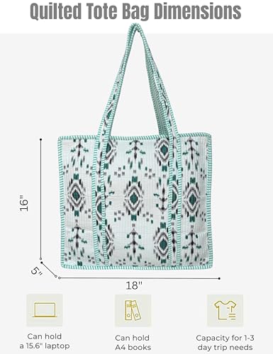 100% Cotton Quilted Tote Bag For Women