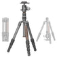 Lightweight Carbon Fiber Reverse Folding Travel Tripod with Ball Head