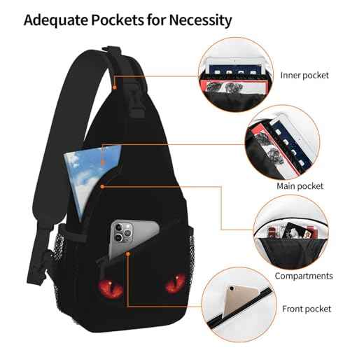 Sling Bag Red Eyes Cat Hiking Daypack Crossbody Shoulder Backpack Travel Chest Pack for Men Women