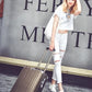 28 Inch All Aluminum Checked in Luggage with Leather Handle