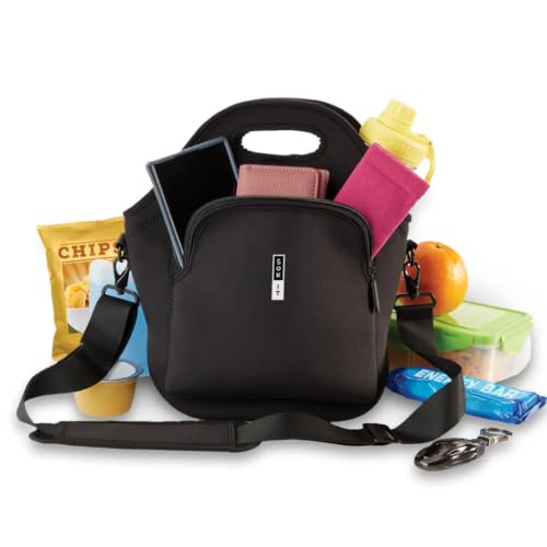 LunchTote Zippered Bag Insulated Neoprene Caddy (Black / X-Large 6.5 Quart Lunch Tote)