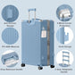 Luggage PC+ABS Aluminum Frame Zipperless Checked Luggage Hard Shell Suitcase TSA Lock Double Spinner Wheels 28 Inch Haze Blue