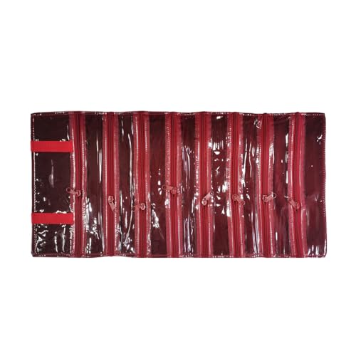Travel Jewelry Roll Bag Portable Organizer Pouch With Grids&PVC Cover Storage Bags for Necklace