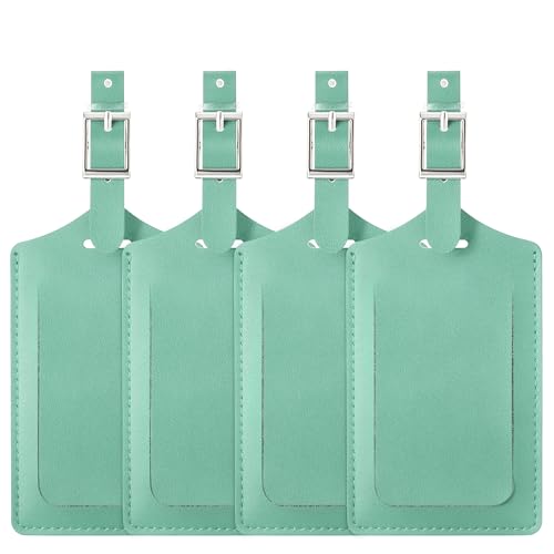4 Pack Leather Luggage Tags for Suitcases Travel Labels (4 Count)
