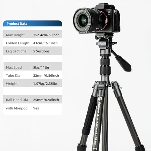 59" Carbon Fiber Travel Tripod