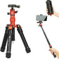 Fotopro Mini Tripod with Ball Head, Phone Mount Detachable Selfie Stick, Folded only 8.6", Max Load up to 6.6 lbs. FY-810 Orange