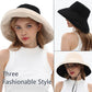 Womens Sun Hats Wide Brim Reversible Bucket Cotton Hat Packable Summer Travel Cap with Hat Clip