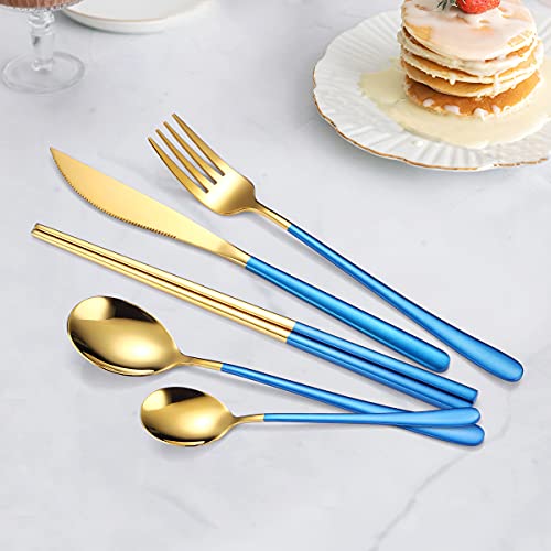 6 Pieces 18 8 Stainless Steel Flatware Set Portable Reusable Cutlery Set Travel Utensils Set Including Chopsticks Knife Fork Spoon Straws Cleaning Brush Dishwasher Safe (6 Count)