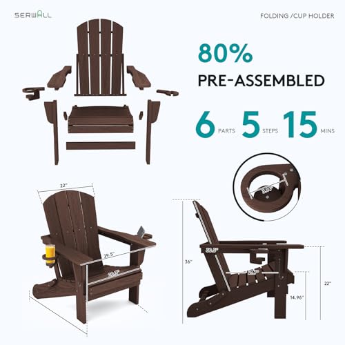 Outdoor Adirondack Chairs with 2 Cup Holders