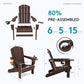 Outdoor Adirondack Chair Set of 6 with Cup Holders