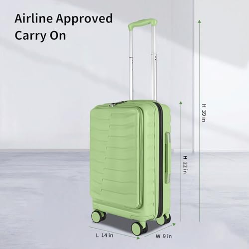 22×14×9 Airline Approved Carry On Luggage with Front Open Pocket