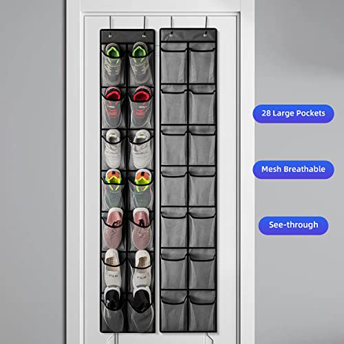 2 Pack Grey14 Pockets Over the Door Shoe Organizer (2 Count)