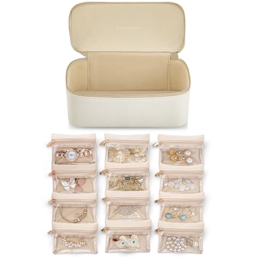 Travel Jewelry Case with Clear 12 Velvet Bags