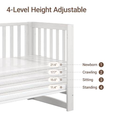 EvoNest 6-in-1 Convertible Baby Mini Crib with Wheels