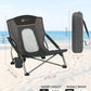 Beach Camping Folding Chairs for Adults Low Portable Chair with Cup Holder High Mesh Back for Outdoor Lawn Sand Travel Festival Concert