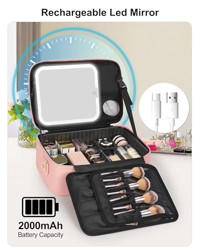 Travel Makeup Bag With LED Mirror