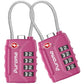 2 Pack TSA Approved Luggage Locks 4 Digit Code Cable Lock Pink Dark (2 Count)