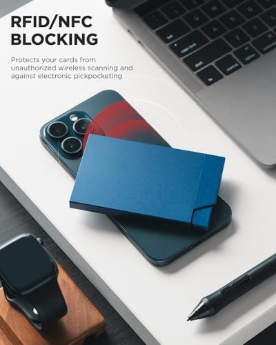 Pop up Card Holder Minimalist Credit Card Holder RFID Blocking Slim Metal Card Case for Men or Women