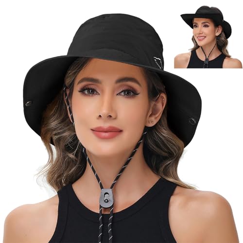 Sun Hats for Women Bucket Hat UV Protection Fishing Hat Wide Brim Safari Hats 2 in 1 Zip