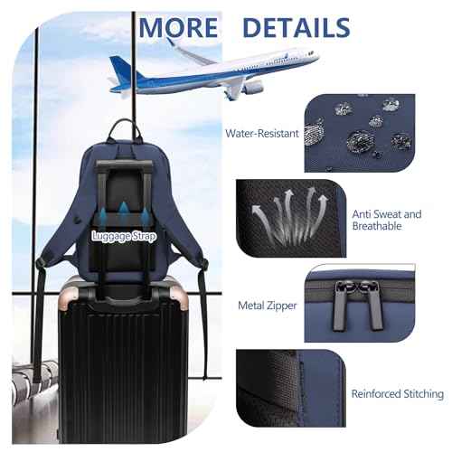Business Backpack for Men Slim Lightweight Laptop Backpack for 17.3 Inch Computer Water Resistant Small Office Backpack for Commute Travel Daily Office Work with Small Bag