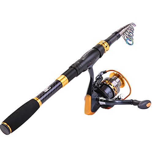 Fishing Rod Reel Combos Carbon Fiber Telescopic Fishing Pole with Spinning Reel for Travel Saltwater Freshwater Fishing