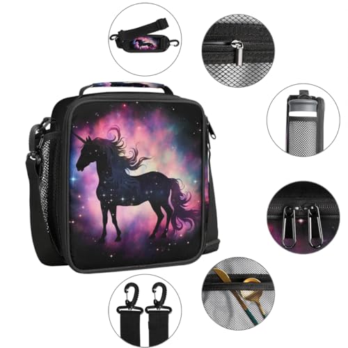 Rainbow Galaxy Animal Unicorn Lunch Bag Box for Kids Boys Girls Insulated Lunch Tote Bag with Adjustable Shoulder Strap Reusable Waterproof Thermal Cooler Bag for School Work Picnic Women Men (Z08:Rainbow Galaxy Animal Unicorn)