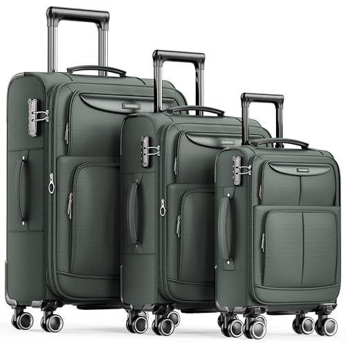 Luggage Sets 3 Piece Softside Expandable Durable Suitcase Sets (3 Count)