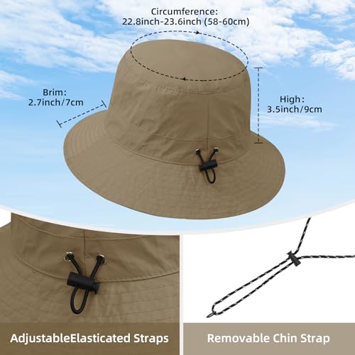 Waterproof Bucket Hats for Woman UPF 50+ Sun Hat Khaki