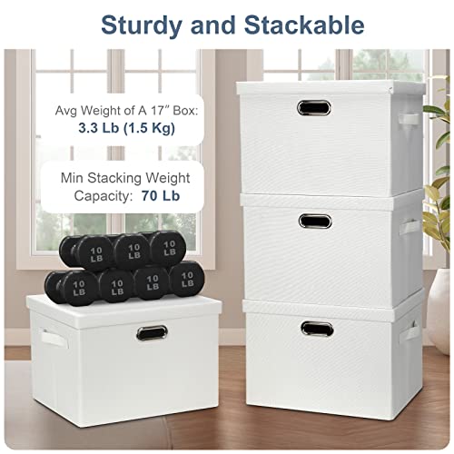 Large 17" 36 Quart Collapsible Stackable Storage Bins with Lids (5 Count)