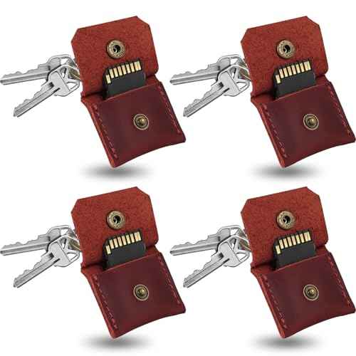 Genuine Leather SD Card Holder Keychain