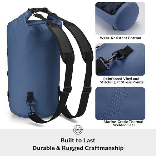 5/10/25/30/40L Waterproof Dry Bag & Phone Case - Large Floating Dry Backpack for Kayaking, Travel, Hiking, Fishing, Camping, Motorcycles & Beach, Heavy-Duty Roll Top Men/Women (Navy Blue)