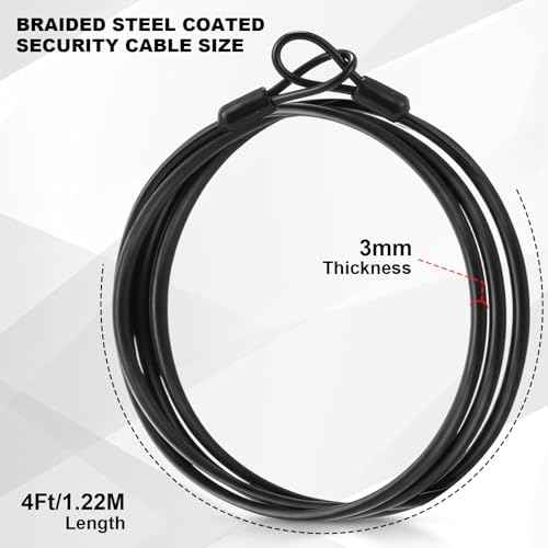 12 Pack Security Cable Luggage Lock with Loops 4 ft 3mm Braided Steel Coated Bike Cable Wire Double Loop Anti Theft Safety for U Lock (12 Count)