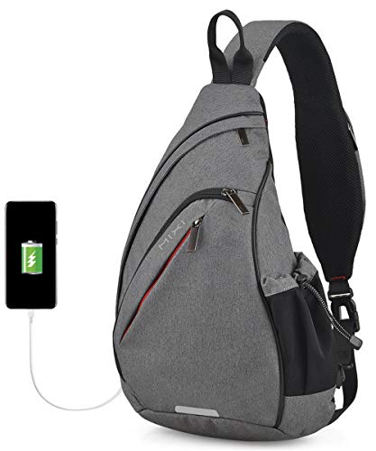 Sling Bag Men Backpack Unisex One Shoulder Bag Hiking Travel Backpack Crossbody with USB Port for Men Women Versatile Casual Daypack