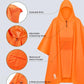 Extra Thick Hooded Rain Poncho Double Layer Waterproof Raincoat Jacket for Men Women Adults