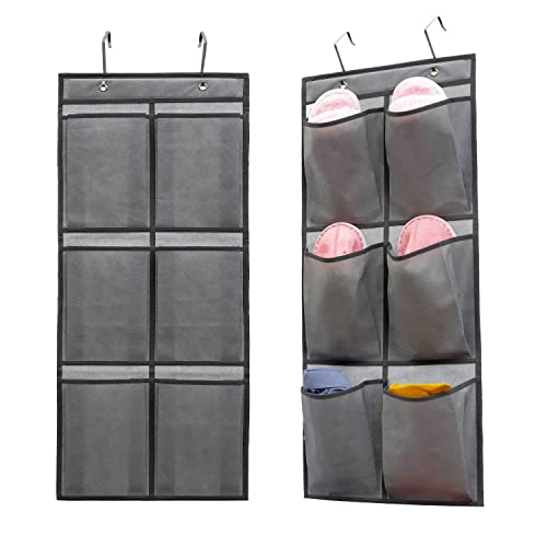 2 Packs Over The Door Hanging Closet Shoes Holder Organizer Shoe Storage Shoe Rack with 6 Pockets (2 Count)